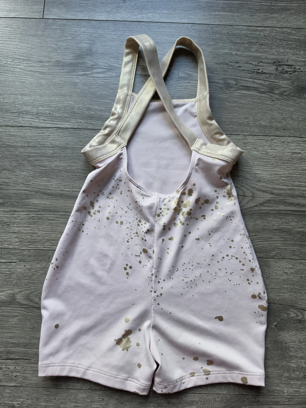 light pink Justice girls' dance and gymnastics biketard Size S 7/8